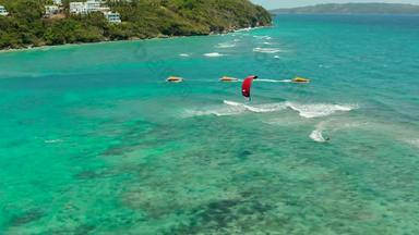 风筝冲浪者王牌海滩长滩岛岛菲律宾